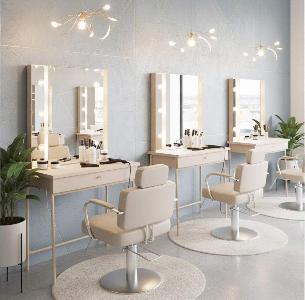 マツエク フェイシャルエステセット面 美容室ドレッサー セット面ドレッサー ヘアーサロン女優ミラー 女優ドレッサー LEDミラー オーダードレッサー